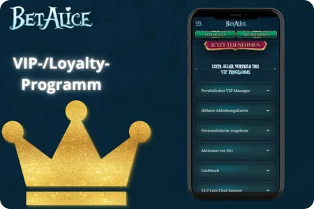 BetAlice VIP-/Loyalty-Programm: Vorteile, Level, Highroller-Features